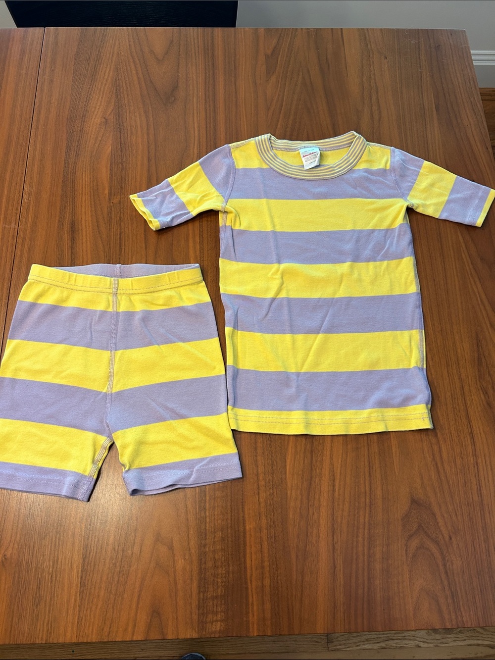 Hanna Andersson Yellow & Lavender Striped Kids Pajama Set